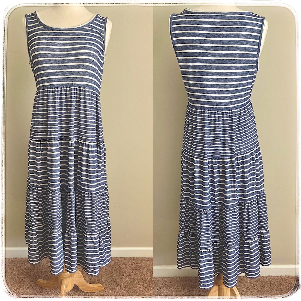 BOGO Max Studio Blue & White stripe maxi dress S